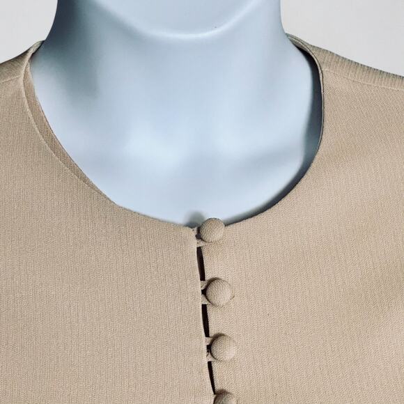 Vintage 80s Jones New York Dress Jacket Set Sz 16 Champagne Mother of Bride Glam - Picture 6 of 12